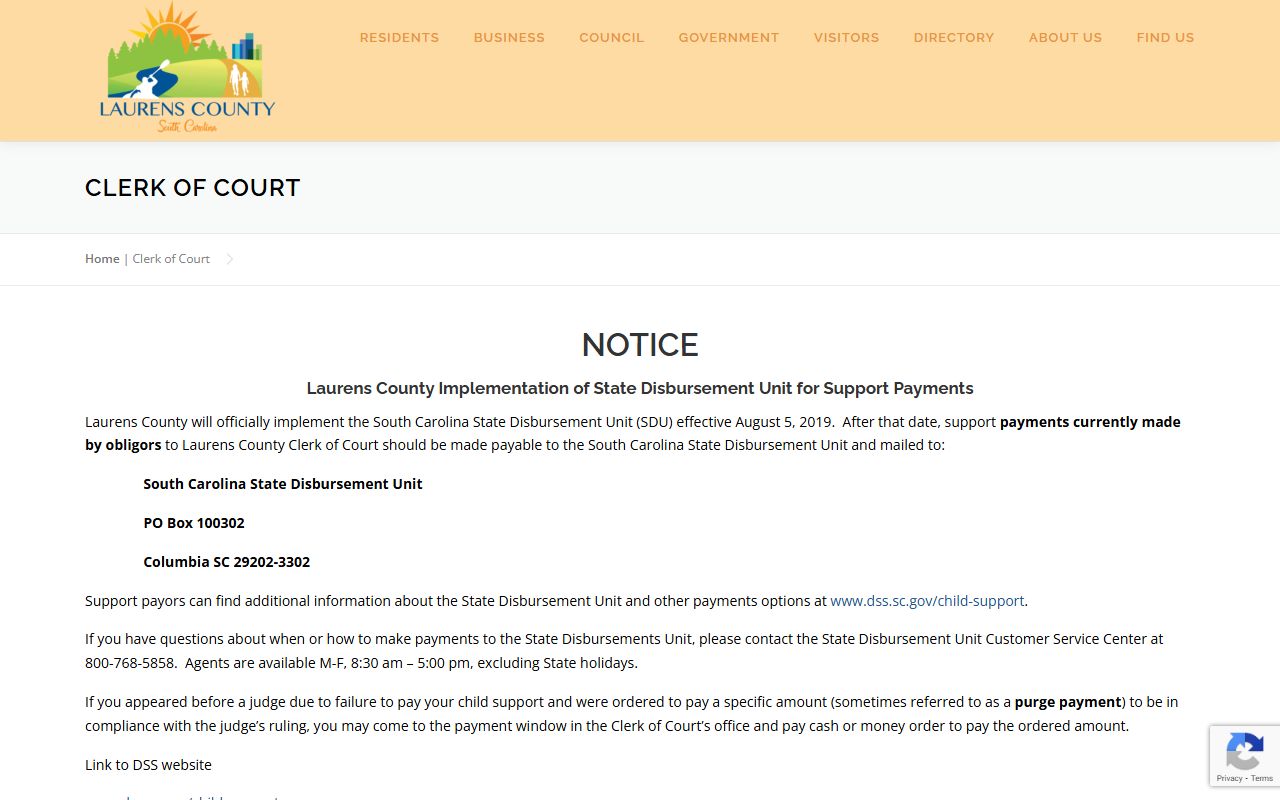 Laurens County Clerk of Court office for Laurens County criminal court records